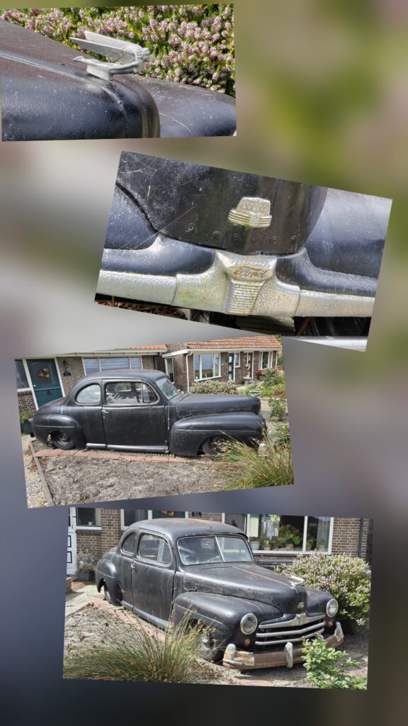 Legendary 1946 Ford Super Deluxe Coupe in raw, unrestored condition. This model marked the immediate resurgence of American car production right after World War II. Under the hood of these icons lies the famous Ford Flathead V8 engine, which produced about 100 hp at the time.